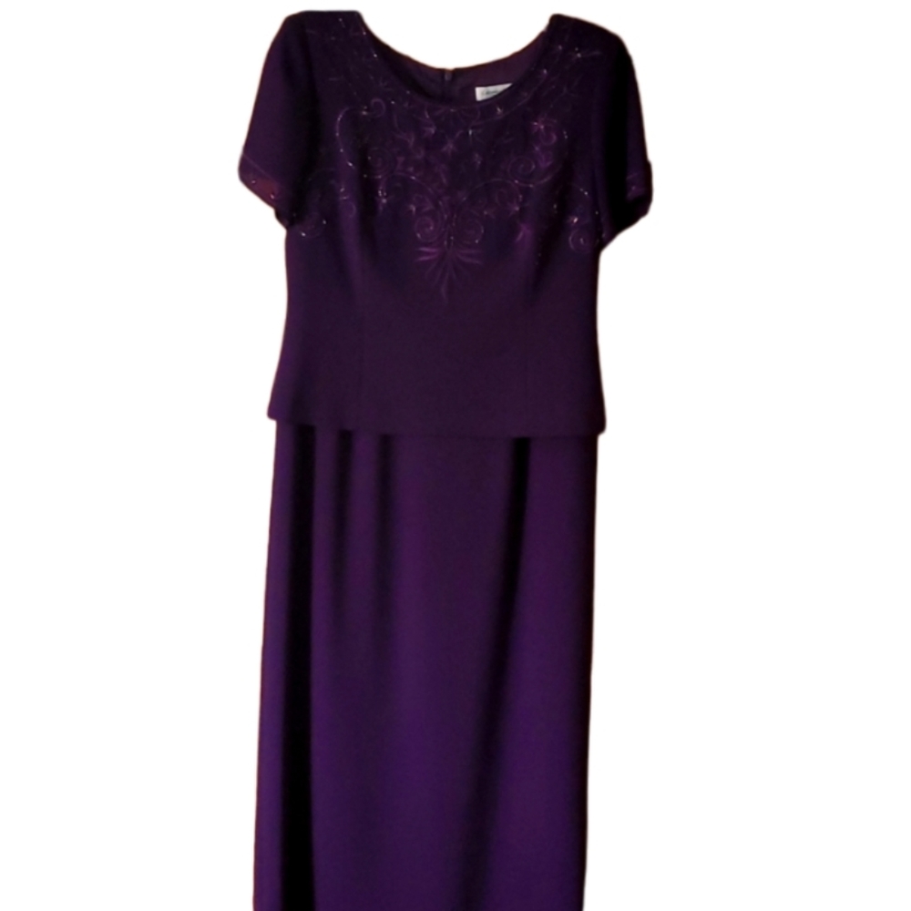 Coldwater‎ Creek Womans Purple Embroidered Beaded Long Dress Size 10